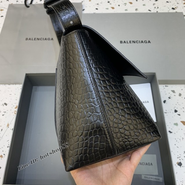 Balenciaga巴黎世家專櫃爆款超大號鱷魚黑Hourglass沙漏包 fyj1811